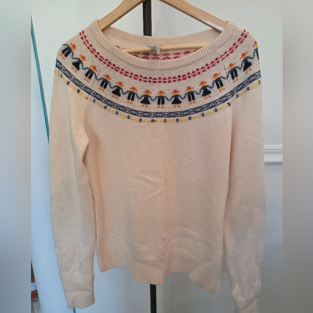 Lucky Brand 79% Wool Blend Fair Isle Sweater with Elbow Patches - Size Large - Picture 6 of 6